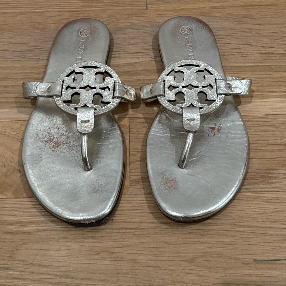 Tory Burch Gold Miller Thong Sandals